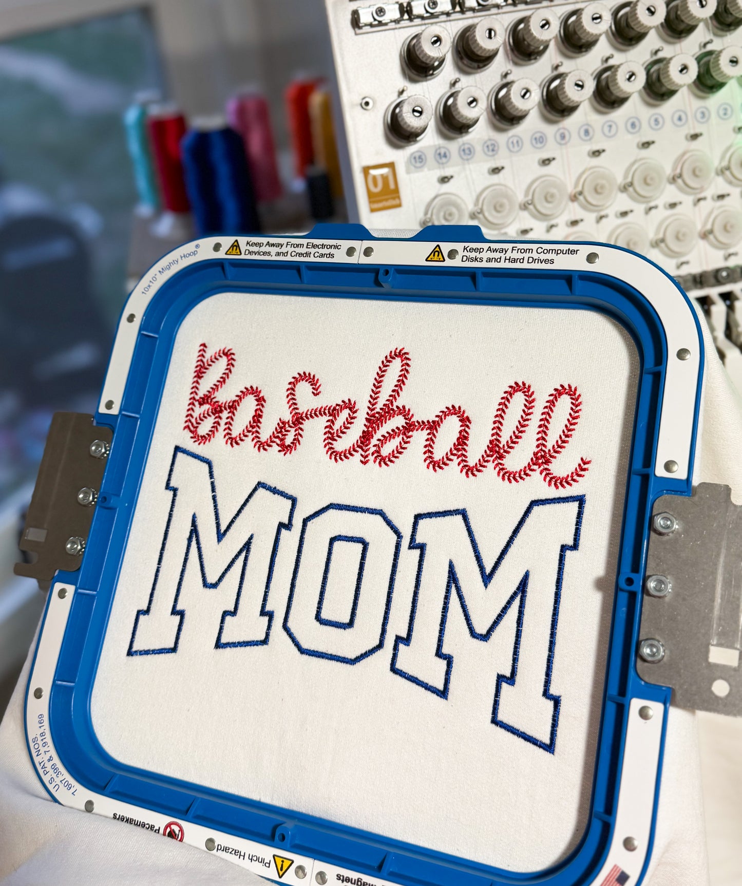 Baseball Stitch Mom - Embroidered Sweatshirt