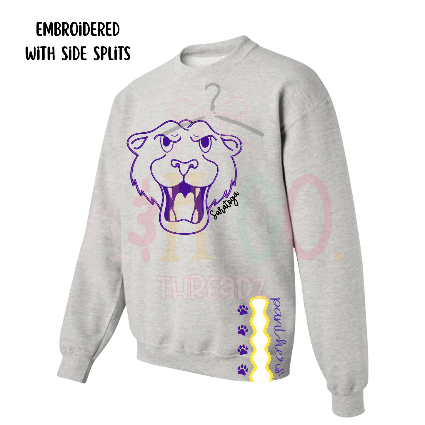 Vintage Panther - Side Split Embroidered Crewneck