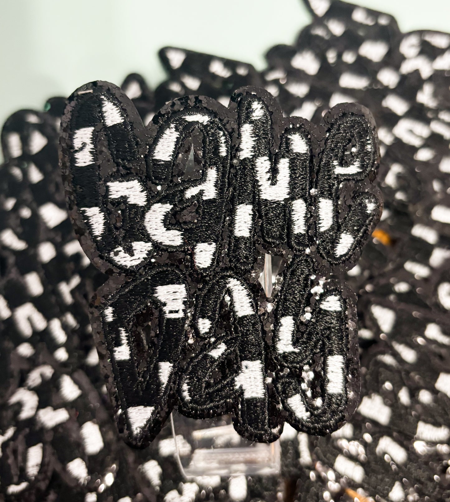 Iron On Patch - Glitter checkered Game Day