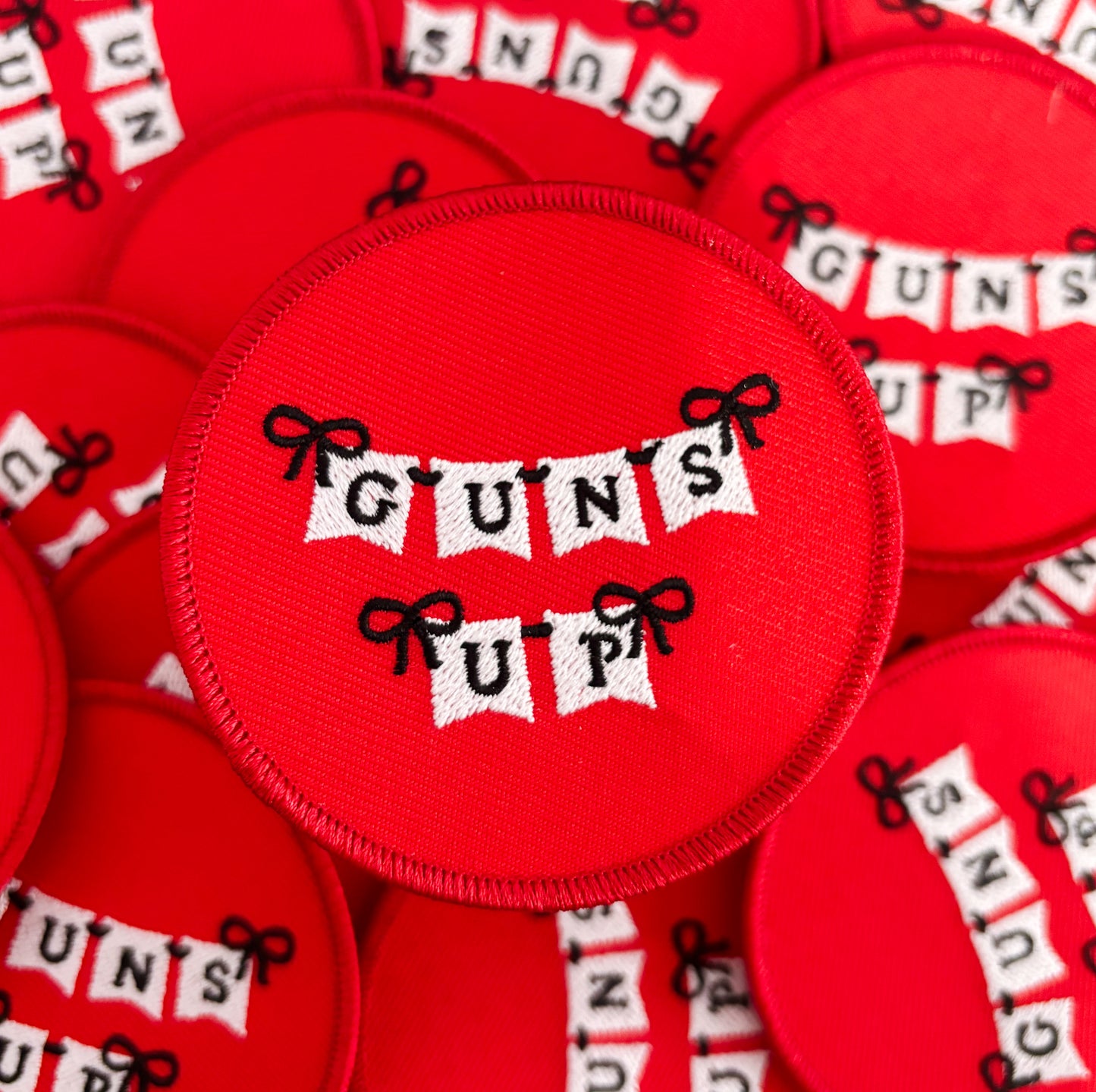 Iron On Patch - Guns Up Bow Banner