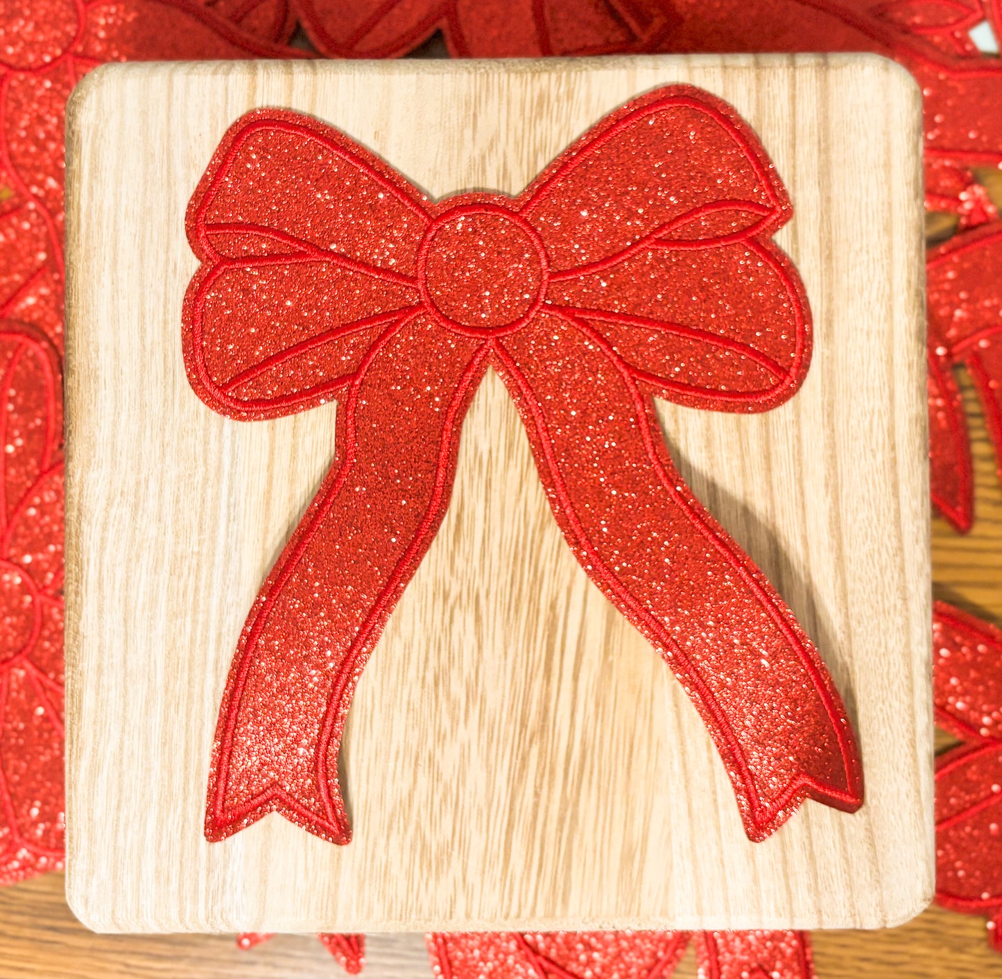 Iron on Patch - Side Bow Red For Sweatshirts