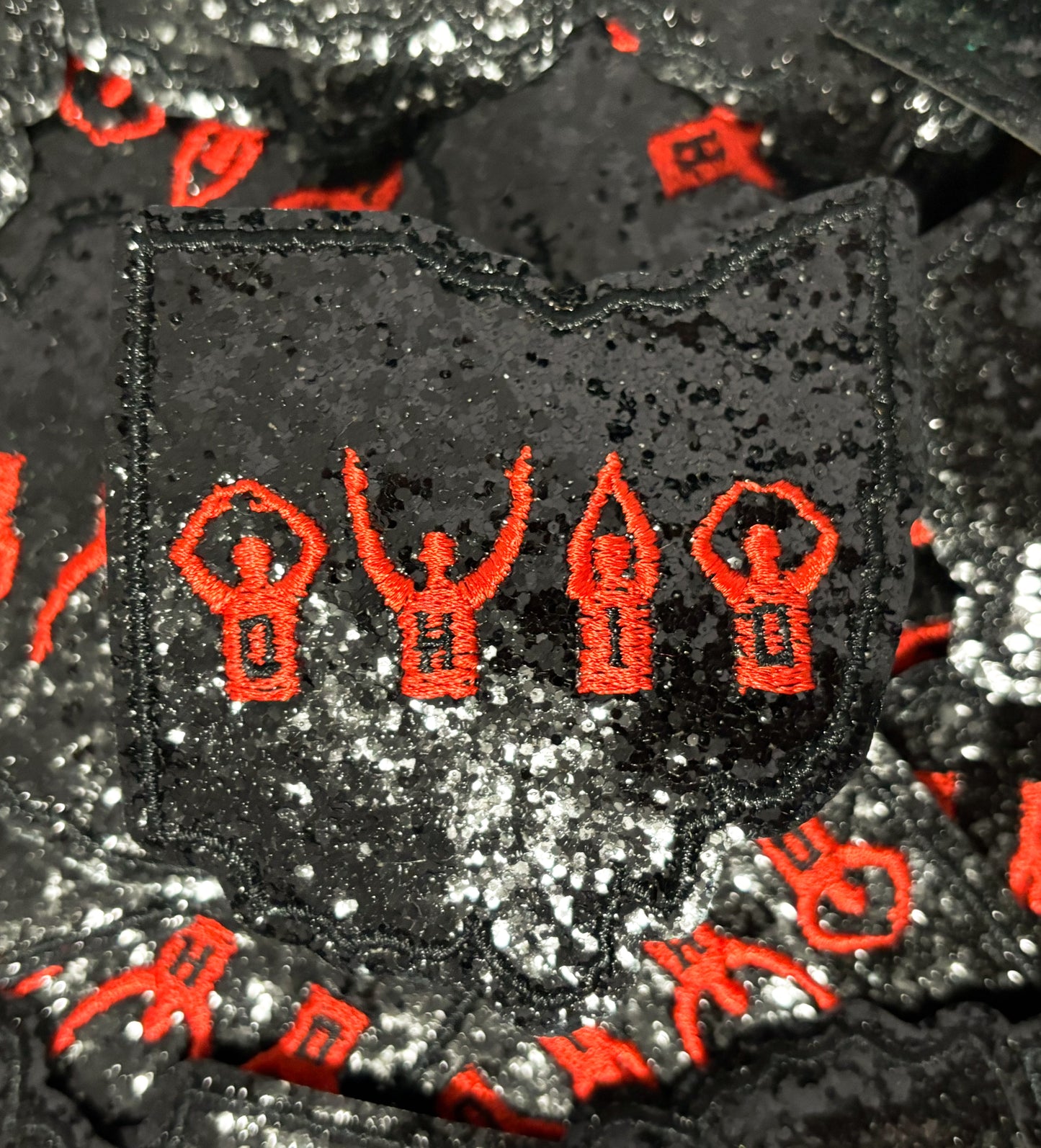 Iron On Patch - Glittery Ohio Outline