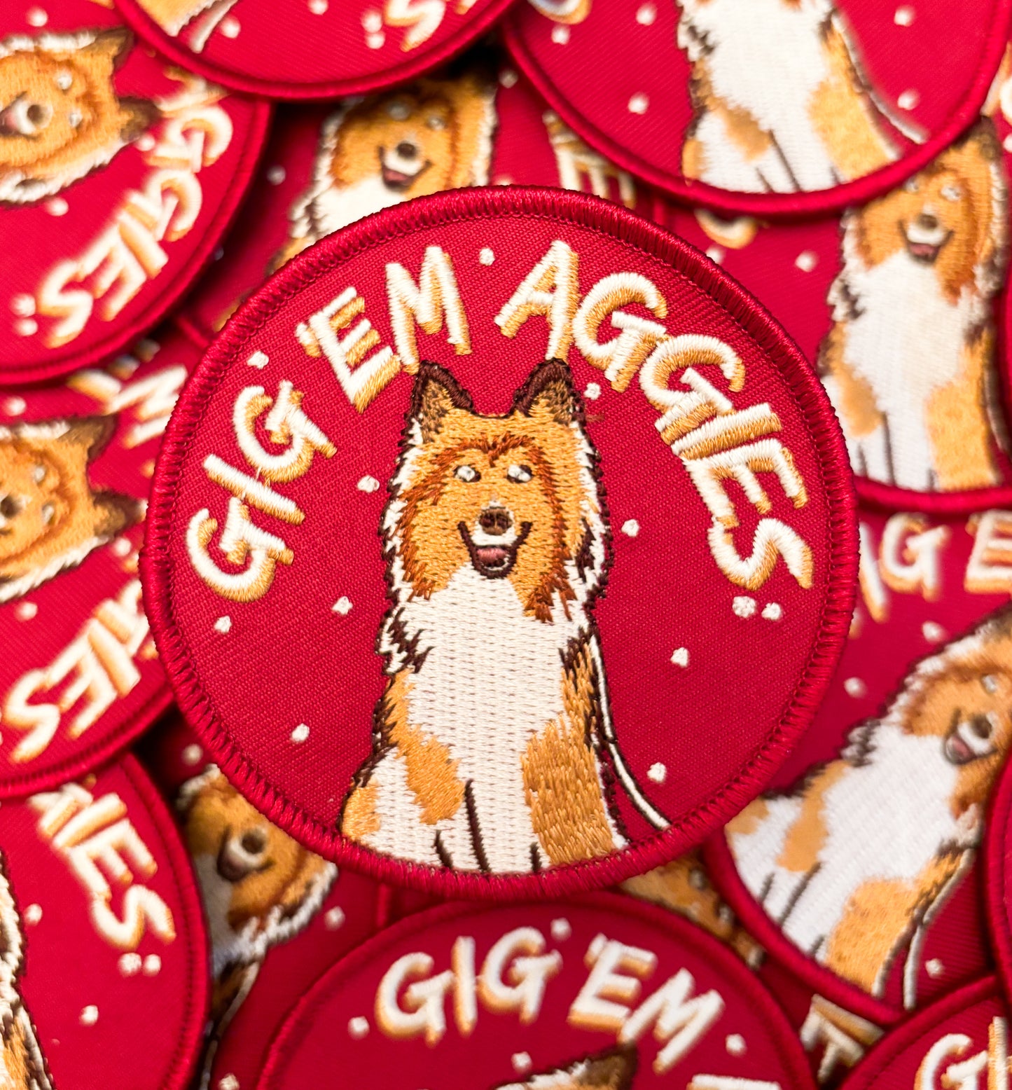 Iron On Patch - Gig Em Aggies Dog