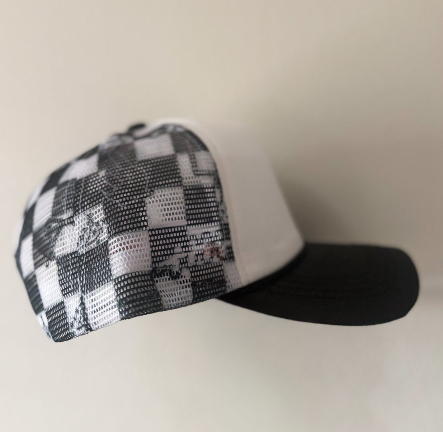 Football Glitter Brim Checkered Trucker Hat