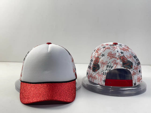 AR Razorbacks - Glitter Brim Checkered Trucker Hat