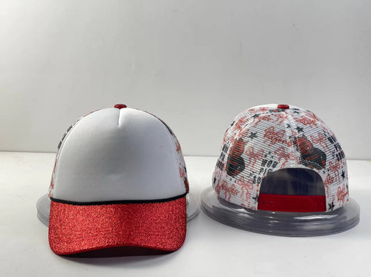 AR Razorbacks - Glitter Brim Checkered Trucker Hat