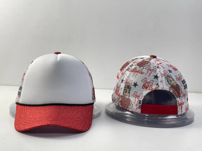 OK Sooner - Glitter Brim Checkered Trucker Hat