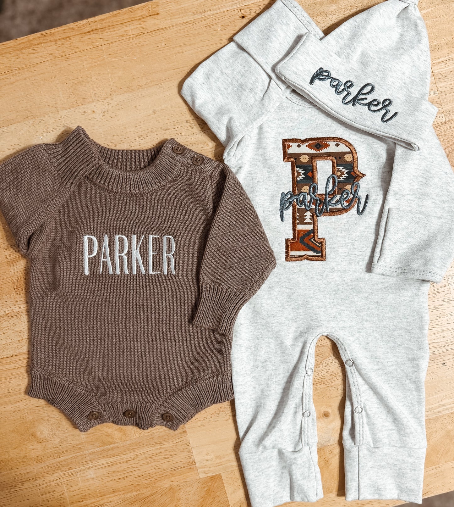 Knit Romper + Western Romper and Hat Baby Bundle