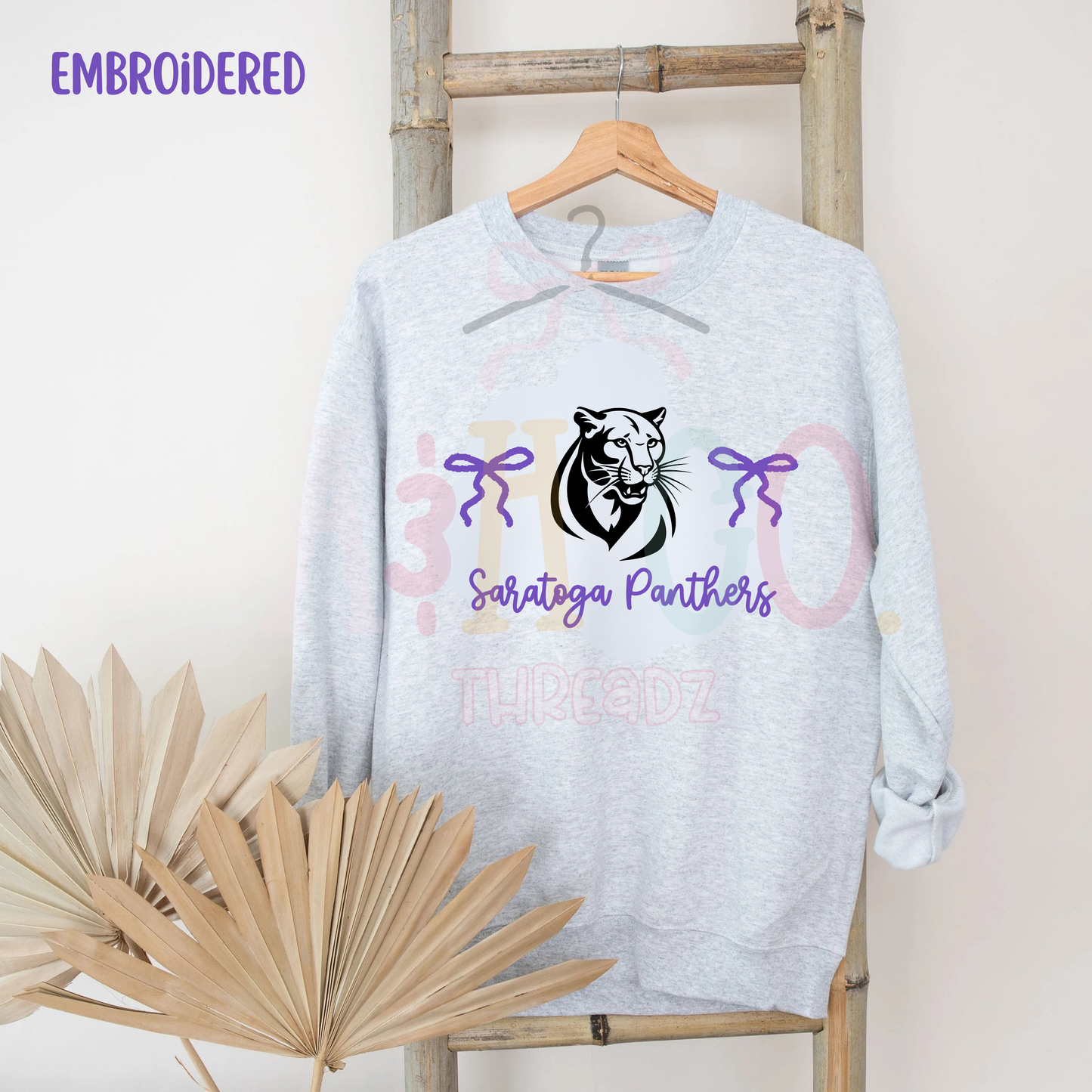 Embroidered Bow Panthers