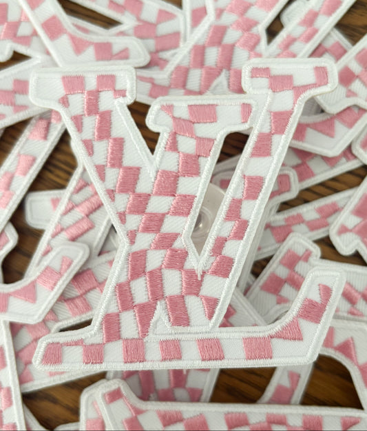 Iron On Patch - Pink Boujee Checkered