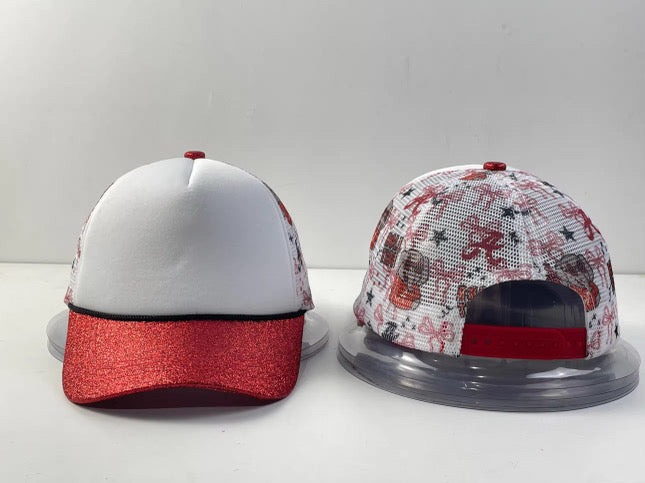 AL Roll tide- Glitter Brim Checkered Trucker Hat