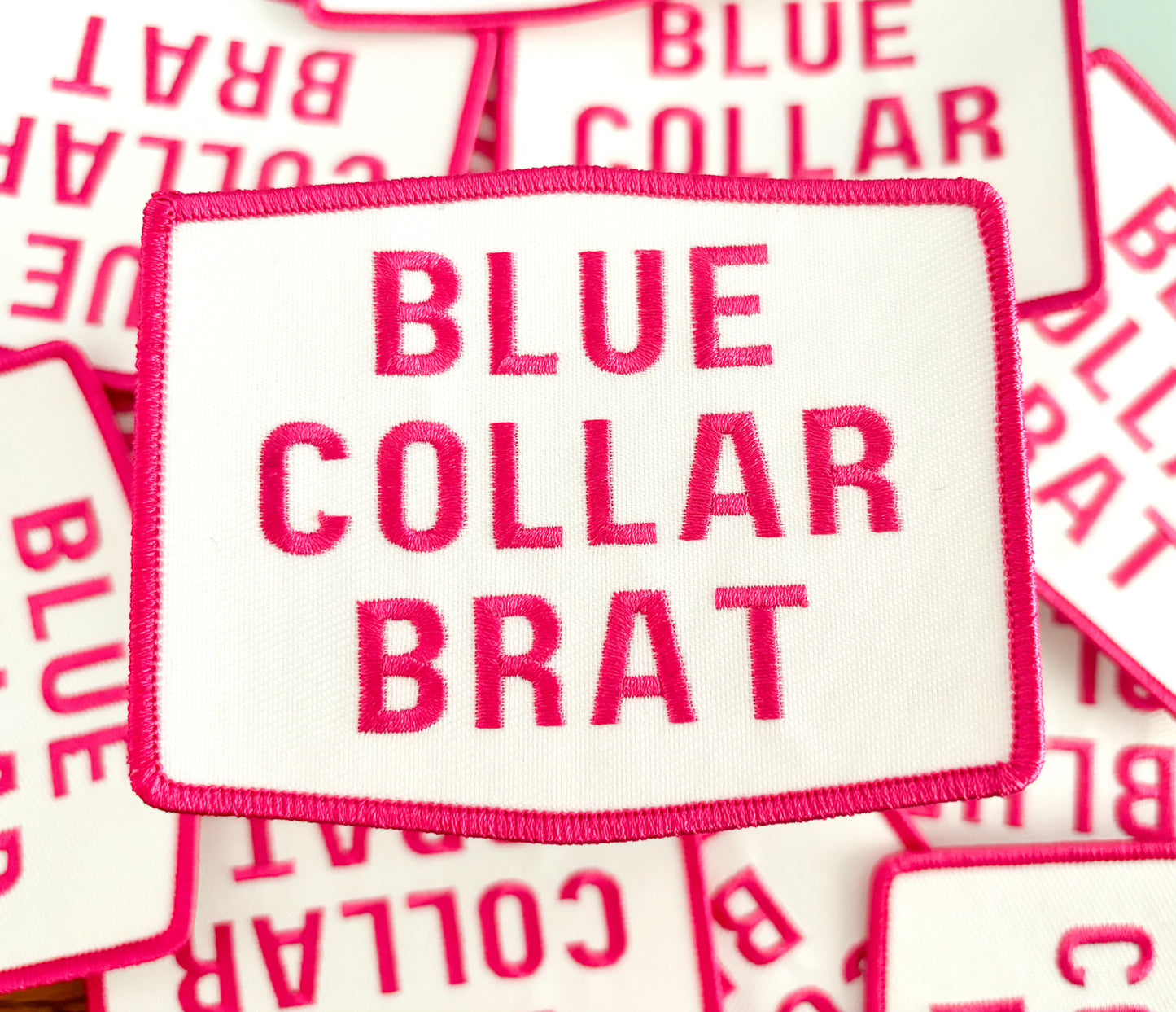Iron On Patch - Blue Collar Brat Pink